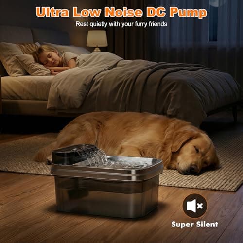 RPZ Dog Water Fountain, 9L Large Capacity Elevated Dog Water Bowl with Filter, 4-Level Adjustable Stainless Steel Water Dispenser for Large Dogs, Quiet Indoor Pet Fountain, No Spill Design - Thumbnail 6