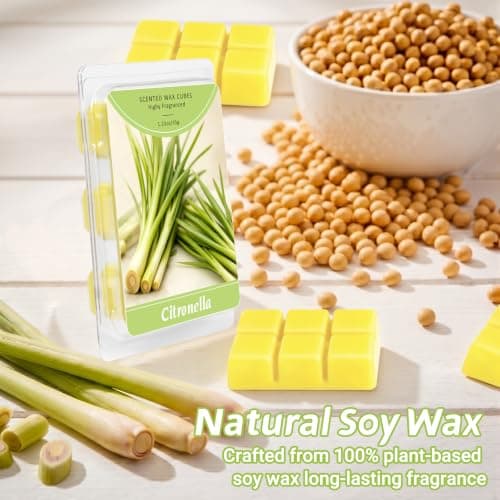 SCENTORINI Wax Melts, Citronella Scent, Summer Scented Wax Cubes Strong Scent, Lemongrass Scentsy Soy Wax Melts Tarts for Wax Warmer Home Fragrance - 6 Pack - Thumbnail 4