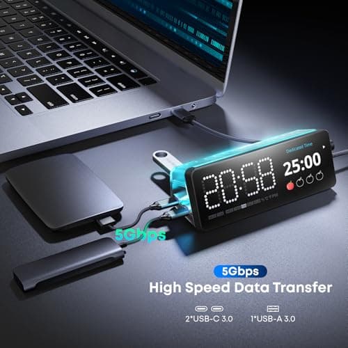 Laptop Docking Station, 7-in-1 USB C Docking Station with Screen, Multiple Built-in Apps, USB C Hub with HDMI 4K@60Hz, 1 Gbps Ethernet, 90W Max Charging for Laptop, 5Gbps USB-A/C Ports for Windows/Mac - Thumbnail 6