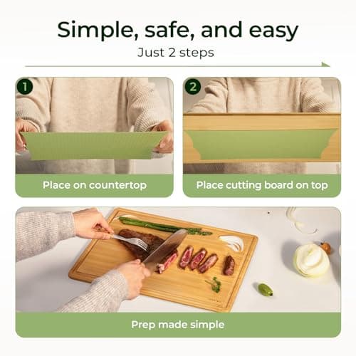 Keechee Cutting Board with Non-slip Mat, Bamboo Cutting Board for Kitchen Meal Prep & Serving - Wood Serving Board Set with Deep Juice Groove Ideal Kitchen Gifts - Thumbnail 3