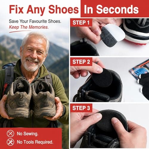 aZengear Shoe Heel Repair & Big Toe Hole Preventer Patch Kit: Stick-On, Strong Adhesive, Rip-Stop, Soft Suede, 4 Pairs Multi-Size for Sneakers, Boots, High Heels - Extends Shoe Life - Thumbnail 5