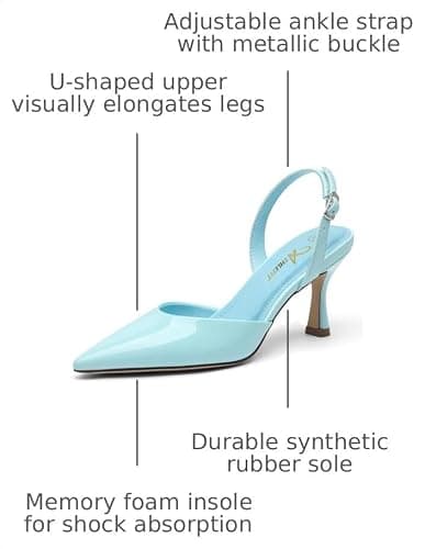 Athlefit Women's Kitten Heels Closed Toe Pumps Shoes Baby Blue Size 9 - Thumbnail 3