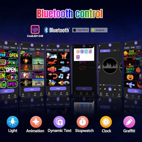 Programmable LED Open Sign,APP Built-in Multiple Open Effects,Bluetooth Control, 5V/8A for Shop Window Glass/Cafes/Bar - Thumbnail 3