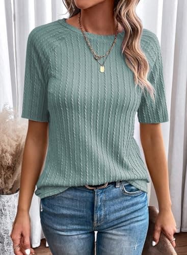 Dokotoo T Shirts for Women Summer Womens Tops 2026 Trendy Fashion Tshirts Casual Cute Spring Ladies Shirts Blouses Business Dressy Short Sleeve Women's Tops Plus Size Clothes Teacher Outfits Tee - Thumbnail 3