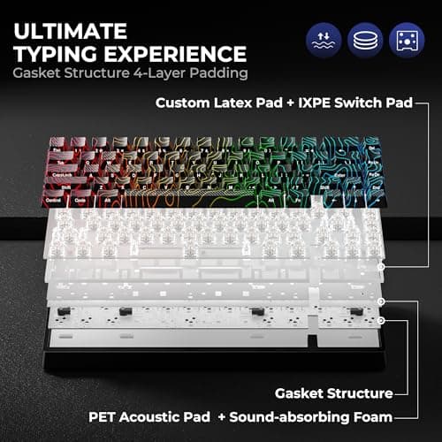 HITIME x XVX M67 60% Percent Keyboard Wireless, QMK/VIA Topographic Gaming Keyboard, Tri-Mode Thocky Creamy Mechanical Key Board, Hot Swappable Mount RGB IMD Tech for Win/Mac, Black - Thumbnail 6