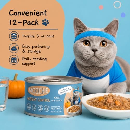 MOOCHIE Weight Control Grain Free Wet Cat Food — Salmon, Chicken, Lamb & Beef Liver - No Artificial Flavors or Preservatives - 12 × 3 oz cans - Thumbnail 6