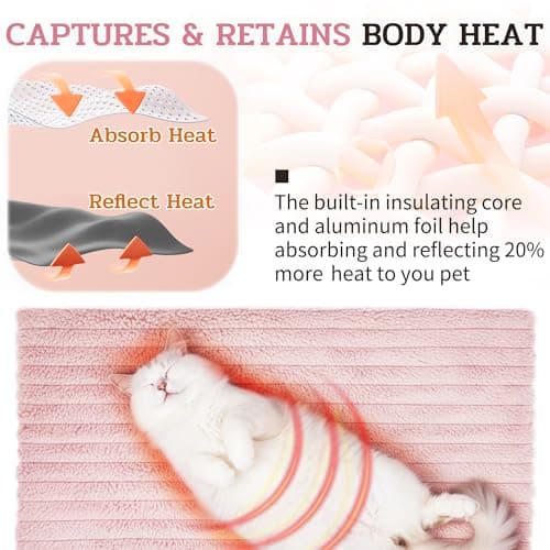 NWK Pack of 4 Fluffy Self Warming Cat Mat, Cat Blanket, Thermal Dog Mat, Washable, Non-Slip Bottom for Sofa & Crate & Kennel & Car Seat (Blush Pink, X-Large (43.5'' X 27.5'' X 0.7'')) - Thumbnail 4