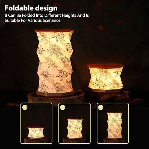 ZBOLE Birthday Flower Folding Rotating Lamp - November Chrysanthemum, Rechargeable Folding Paper Light, Elegant Gift Box – Ideal Anniversary, Birthday Gift for Women, Mom, Sister, Grandma-Orange - Thumbnail 4