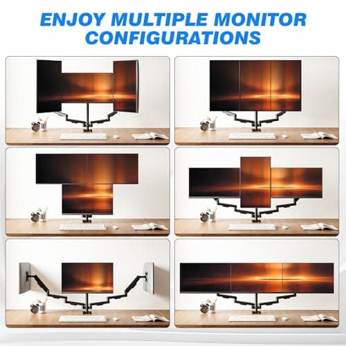Triple Monitor Desk Mount Stand for 17"-32" Screens, Extra Tall & Long Desk Mount Hold up to 19.8lbs Each, Three Display Arm for Working Gaming with Tilt Swivel Rotation, VESA 75/100mm - Thumbnail 5