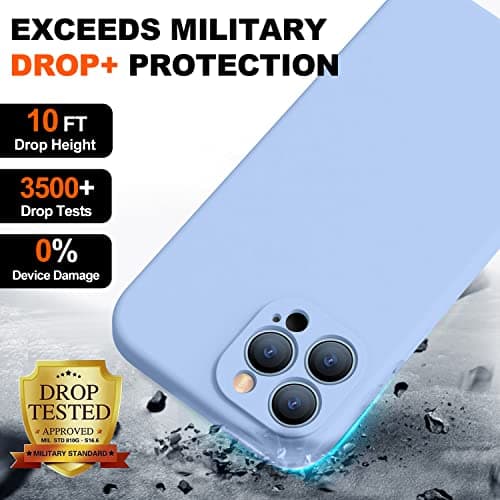 TISOOG Compatible with iPhone 14 Pro Max case, with 2 Pcs 9H Tempered Glass Screen Protector, [Camera Protection][Microfiber Lining] Slim Shockproof Silicone Case for iPhone 14 Pro Max, Light Blue - Thumbnail 6