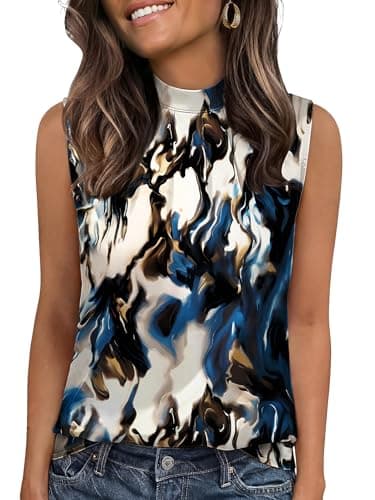 Funlingo Camisole Tops for Women Satin Silk Blouse Sleeveless Business Casual Outfits Elegant Graphic Basic Work Undershirt Tie Dye S - Image 1
