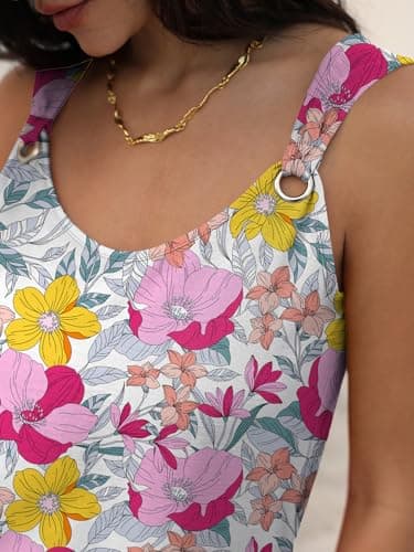 ANRABESS Womens Summer Dresses Sleeveless Beach Cover Ups Swimsuit Casual Sundress 2026 Boho Cruise Vacation Tank Short Dress Orange Pink Floral Large - Thumbnail 6