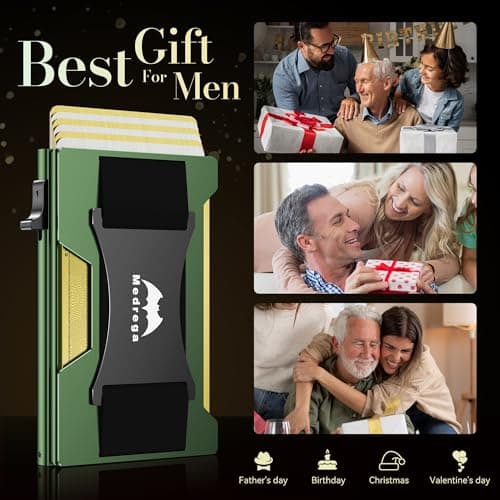 Smart Wallet for Men Slim Minimalist: Metal Pop Up Wallet - RFID Front Pocket Credit Card Holder - Gift for Male Husband at Anniversay Brithday - Thumbnail 5