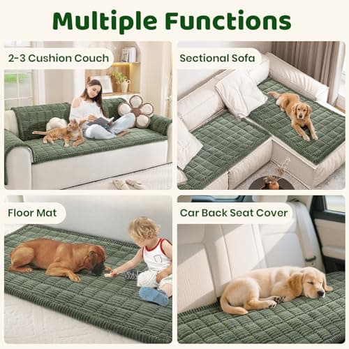 Royhom Couch Cover for Dogs Washable, Soft Thick Pet Couch Covers for Sofa, Pawcart Couch Protector Pet Friendly, Furniture Covers Dog Mat for Couches and Sofas (Green, 35.4 x 82.7 Inch) - Thumbnail 3