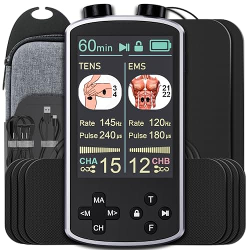 TENS Unit Muscle Stimulator, 3-in-1 EMS Massage Machine with 36 Modes & 20 Intensity for Back Neck Shoulder Sciatica Pain Relief, Adjustable Frequency & Pulse, 3.8" Color Display,10 Pads