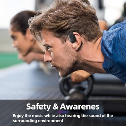 Sainellor 2025 Latest Open-Ear Air Conduction Headphones, 56H Playtime Bluetooth 5.2 Wireless Earbuds, IPX5 Waterproof Sport Earphones, Touch Control, Noise Isolating Running Headset (Black) - Thumbnail 4