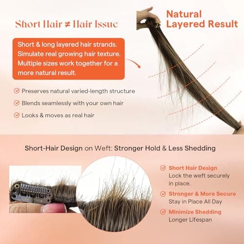 Sunny Hair Clip in Hair Extensions Real Human Hair 120g Remy Hair Clip in Extensions for Women Human Hair Extensions Black Ombre Brown Balayage Caramel Blonde 22 Inch - Thumbnail 4