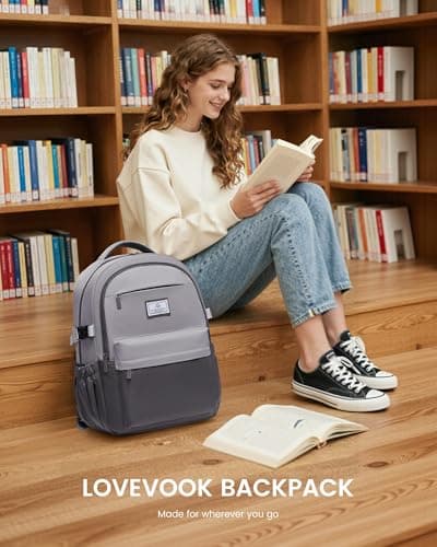 LOVEVOOK Laptop Backpack for Women Teens, 15.6" Computer Bag with 40oz Tumbler Buckle, College School Backpack,14 Pockets - Thumbnail 2