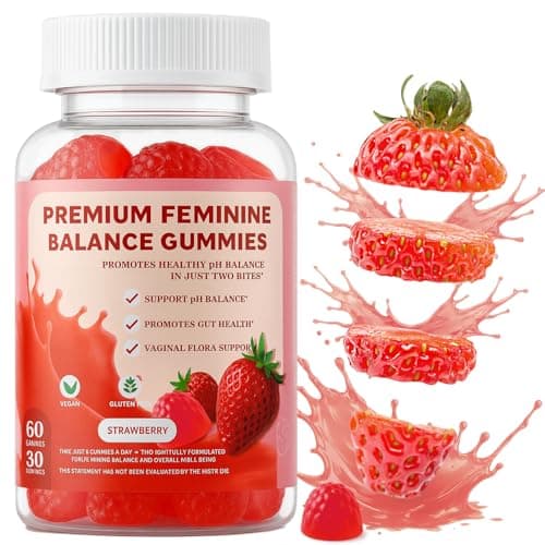 DEXOV Vaginal Probiotic Feminine Gummies for Women – pH Balance Support & Vitamin C, Strawberry Flavor, Vegan, Sugar-Free, Non-GMO, 60 Gummies (30 Servings) - Image 1