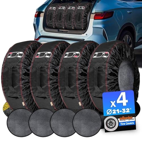 MATGUARDPRO Tire Storage Bags for Cars, Portable Tire Tote for Seasonal Tire Change, Handle for Easy Transportation, Universal Spare Tire Covers Fit 21–32 Inch Diameter Tires, Set of 4, Black - Image 1