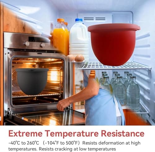 Silicone Liners for KitchenAid 5 Qt Tilt-Head Stand Mixer(Only), Odourless,Thicker, Cold/Heat-Resistant & Non-Stick, Easy Clean, Fits 5 Quart Mixing Bowl, Set of 3 with Lids - Thumbnail 5