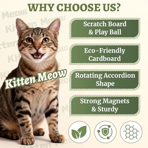 VOXGET 2 Pack Interactive Cat Scratcher Toys with Balls Bells, Magic Organ Foldable Cat Scratching Board for Indoor Outdoor Exercise Anxiety Relief, Auburn - Thumbnail 2