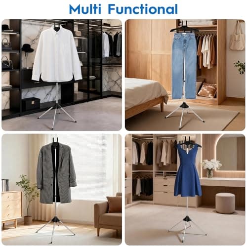 Steamer Stand for Clothes with Ironing Gloves & Carrying Bag Portable Adjustable Garment Steamer Stand Handheld Steamer Hanger Rack for Travel Home, Black - Thumbnail 6