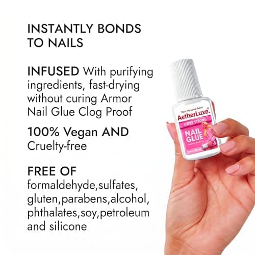Newly Upgraded Nail Glue Microgel, Hema-Free & Clog-Proof, 30 Days Strong Hold with Vitamin E, 5 Sec Quick Dry, SGS Certified Super Strong Nail Glue for Press On Nails & Acrylic, 8ml - Thumbnail 4
