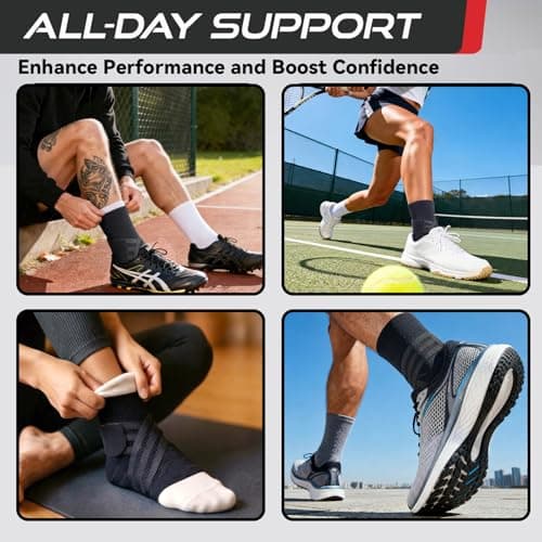 SOLOEVER Ankle Brace for Men & Women [X-Shaped Compression & Breathable Mesh] Adjustable Ankle Compression Sleeve With 2 Gel Pads,Ankle wrap for Plantar Fasciitis Relief, Achilles Tendonitis, Swelling, Pain Relief & Injury Recover - Thumbnail 5