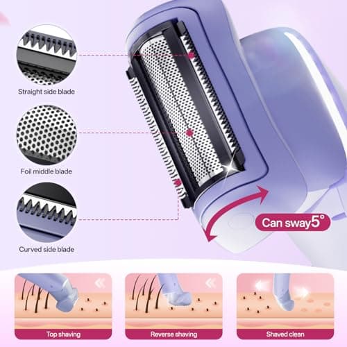 Krofaue Electric Razors for Women, Gentle Painless Electric Razor for Silk Skin, IPX6 Waterproof Electric Shaver Trimmer & Body Shaver, Easy to Use & Clean, Dry & Wet for Arms, Legs - Thumbnail 2