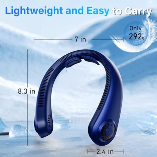 Neck Fan - Portable Neck Fan with Neck Support, 5 Speeds, All Around Airflow, Hand-free Bladeless Personal Cooling Fans, Rechargeable Wearable Fan for Outdoor and Indoor, Festival Gifts for Men Women - Thumbnail 6