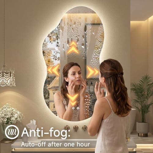 potijo Irregular Backlit Mirror with Lights 20"x36" Asymmetrical Cloud Mirror Led Bathroom Vanity Mirror for Wall Abstract (Horizontal/Vertical) - Thumbnail 6