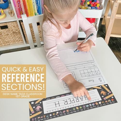Hadley Designs Desk Name Tags for Classroom –36 Student Name Tags for Desks, Name Plates for Classroom Decor, Teacher Supplies, Chalkboard Nametags, 1st-3rd Grade Kindergarten Preschool Must Haves - Thumbnail 4