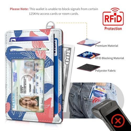 Mayski Slim Wallet, Credit Card Holder for Women, Minimalist Front Pocket RFID Blocking Card Cases, Small Wallet Women Men(Leaves1) - Thumbnail 4