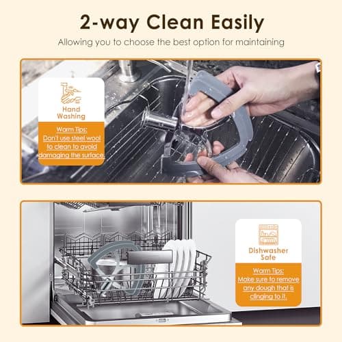Flex Edge Beater for KitchenAid 4.5-5QT Tilt-Head Mixer, Stainless Steel Flat Beater Paddle Attachment with Food-Grade Silicone Scraper, Dishwasher Safe, for Kitchen Aid Mixer Accessories - Thumbnail 6
