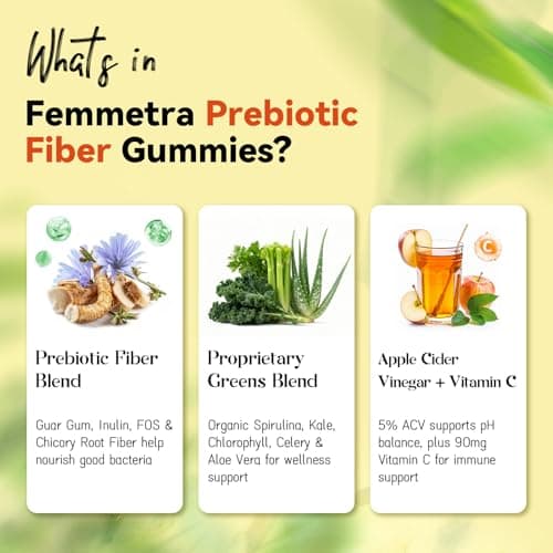 Prebiotic Fiber Gummies for Digestive Health & Regularity - GLP-1 Friendly - No Sugar Added Mixed Berry Flavor with Greens - Daily Supplement for Adults - 60 Count - Thumbnail 4