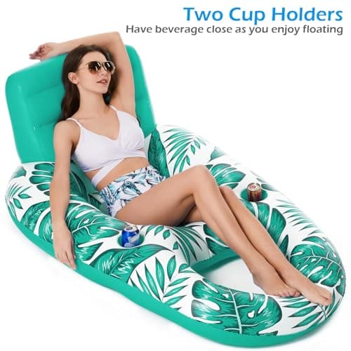 Jasonwell Inflatable Pool Float Adult - Pool Floaties Lounger Floats Raft Floating Chair Water Floaties for Swimming Pool Lake Lounge Float with Cup Holders Beach Pool Party Toys for Adults - Thumbnail 3