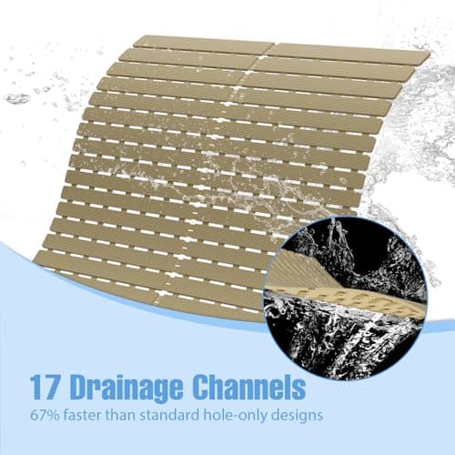 ​Shower Mat Non-Slip Bath Mat for Tub and Shower Stall,236 Suction Cups with Drain Holes, Quick Dry Machine Washable, Extra Grip for Stand Up Showers, Bathroom Essentials 24x24 Inch (Brown) - Thumbnail 6