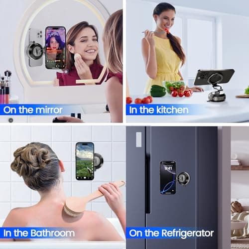 Tri-Folding Car Phone Holder for Magsafe[80+LBs Strongest Suction & 2850gf Strongest Magnetic], 360°Adjustable Phone Holders for Car, Suction Cup Phone Mount for iPhone17Pro Max /16/15/14Series，Black - Thumbnail 6