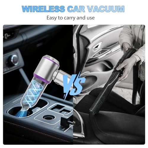 KedeeSparkle Handheld Car Vacuum Cordless, 22000PA Strong Suction Mini Vacuum Cleaner with 100,000 RPM Brushless Motor, 4-in-1 Portable Vacuum for Car Detailing, Camping, Home & Gift, Silver Purple - Thumbnail 6