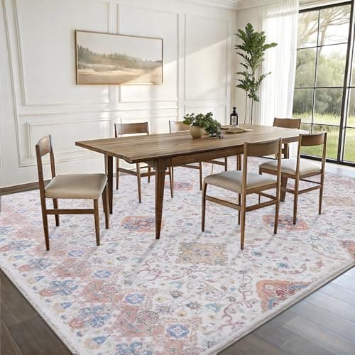 Vanmoos 5x7 Area Rugs for Living Room, Bedroom - Machine Washable, Non-Slip Bedside Rug, Large Soft Floor Carpet for Office, Dining Room, Farmhouse and Home Decor, Charm/Beige - Thumbnail 2