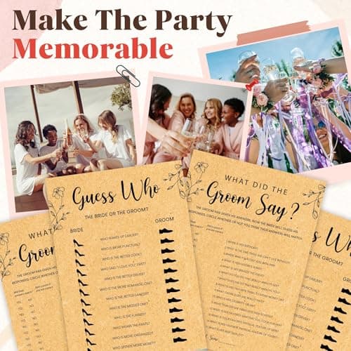 STOFINITY Guess Who Bride Or Groom Bridal Shower Game - 50 Pcs What Did The Groom Say Game, Bridal Party Games Ideas, Wedding Games for Guests Bride Shower Decorations - Thumbnail 5