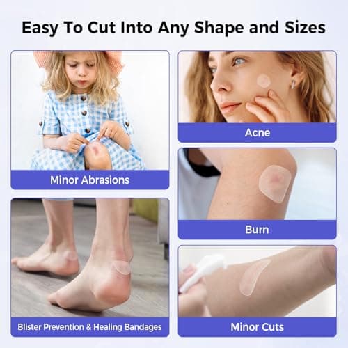 GIATATHA Hydrocolloid Roll for Acne, Blister, Wound, Pimple Patches for Face Hydrocolloid Bandages Cut to Size, Flexible & Waterproof, Ultra Absorbent, First Aid Supplies, Medical Supplies(2in*16ft) - Thumbnail 2