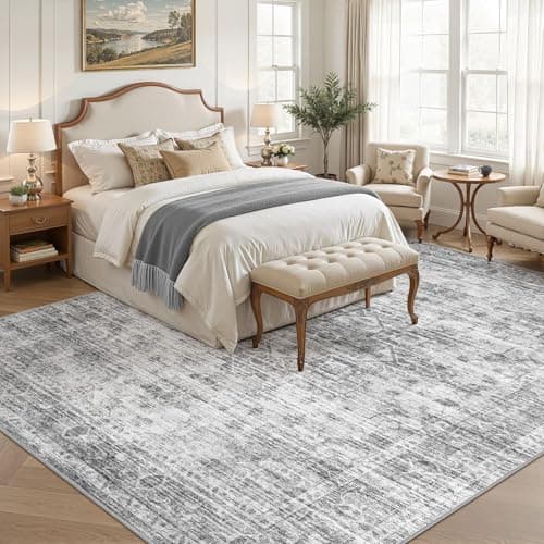 ELLIUNE Washable Area Rugs 8x10, Soft Large 8x10 Rugs for Living Room Non-Slip Vintage Black Grey Indoor Carpet Stain Resistant Rugs for Dining Room Bedroom Nursery Kid & Pet Friendly - Thumbnail 6