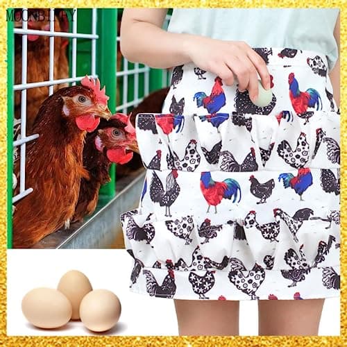 HICHBRLICH Egg Collecting Apron with 12 Deep Pockets Gathering Holding Farmhouse Fresh Eggs for Chicken Hen Duck Goose - Thumbnail 4