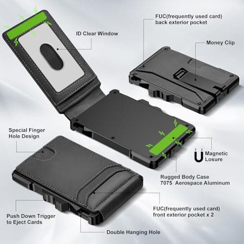 furid Smart Wallet For Men Slim: Rfid Minimalist Pop Up Wallets with Money Clip Metal Credit Card Holder - Gifts for Husband Father at Birthday Anniversary - Thumbnail 2