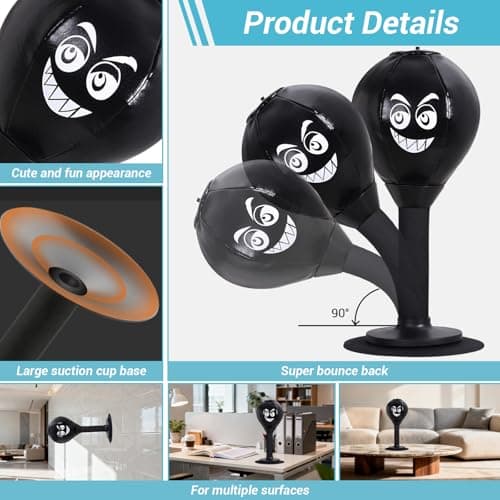Koemier Desktop Punching Bag, Suctions to Your Desk, Heavy Duty Stress Relief Ball, Funny Office Gifts for Boss or Coworker Men and Women - Thumbnail 2