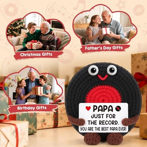 Fathers Day Grandpa Gifts for Papa from Grandkid, Father's Day Birthday Gifts for Grandfather Retirement Best Grandpa Gift for Granddad Crochet Vinyl Record Music Gift from Granddaughter Grandson - Thumbnail 6