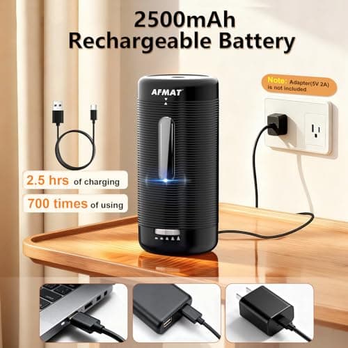 AFMAT Electric Pencil Sharpener, Fully Automatic Pencil Sharpener, Auto in & Out, Rechargeable Hands-Free Sharpeners for Jumbo & Colored Pencils (6.5-12mm), Portable for Home/Classroom/Office PSC2 - Thumbnail 6