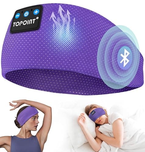 TOPOINT Sleep Headphones Bluetooth 5.4, Sports Wireless Earphones Sweat Breathable with HD Stereo Speaker for Women Men Sports Gifts Workout Jogging Yoga Insomnia Travel Meditation - Image 1